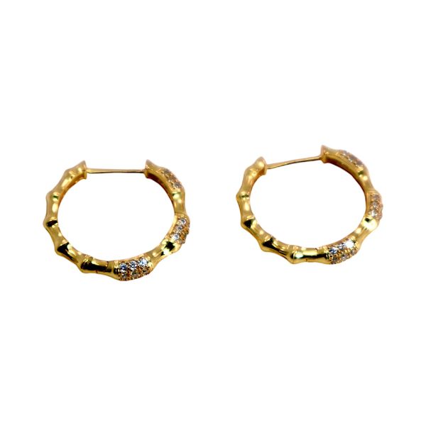 Sparkle Up Your Style with 18K Gold Plated Sterling Silver Cubic Zirconia Hoop Earrings - Image 7