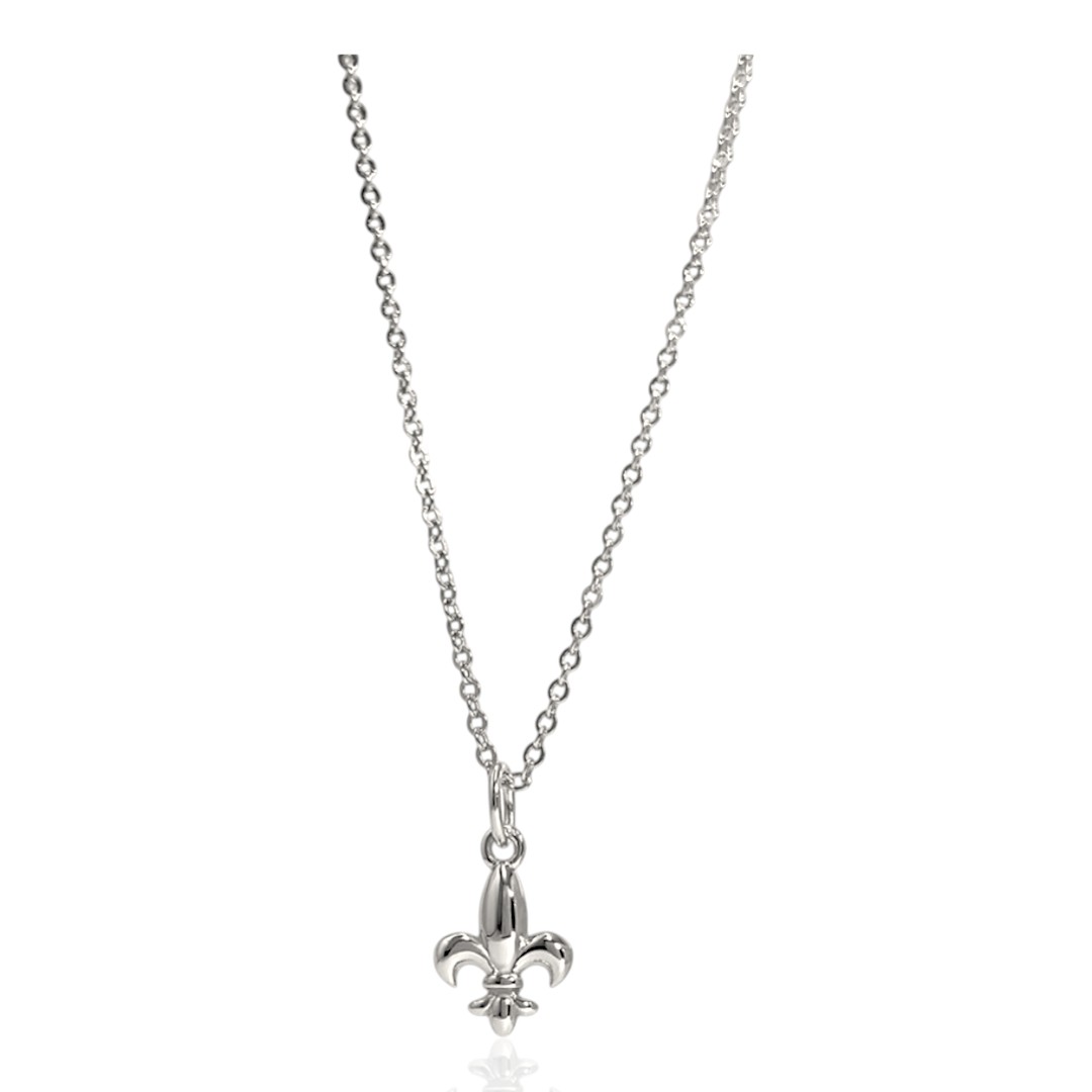 Fleur de Lys Pendant – White Gold Plated Sterling Silver Pendant | Elegant French Jewelry