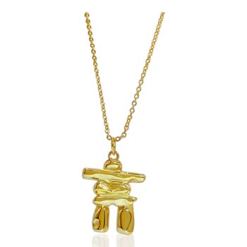 Unique 18K Gold Plated Sterling Silver Inuksuk Pendant – Perfect Canadian Jewelry Gift