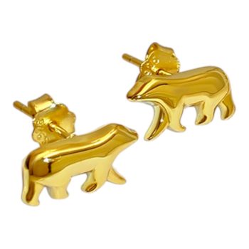Polar Bear Stud Earrings – 18K Gold Plated Sterling Silver Animal Jewelry for Women
