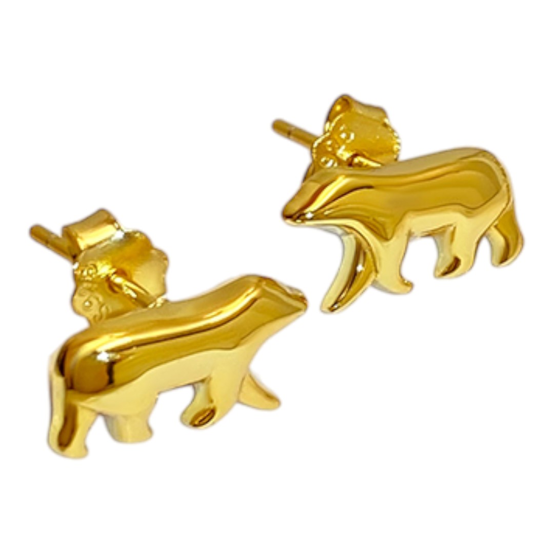 Polar Bear Stud Earrings – 18K Gold Plated Sterling Silver Animal Jewelry for Women