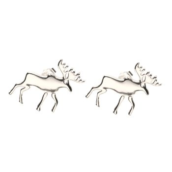 White Gold Plated Moose Earrings – Sterling Silver Christmas Jewelry Gift for Women