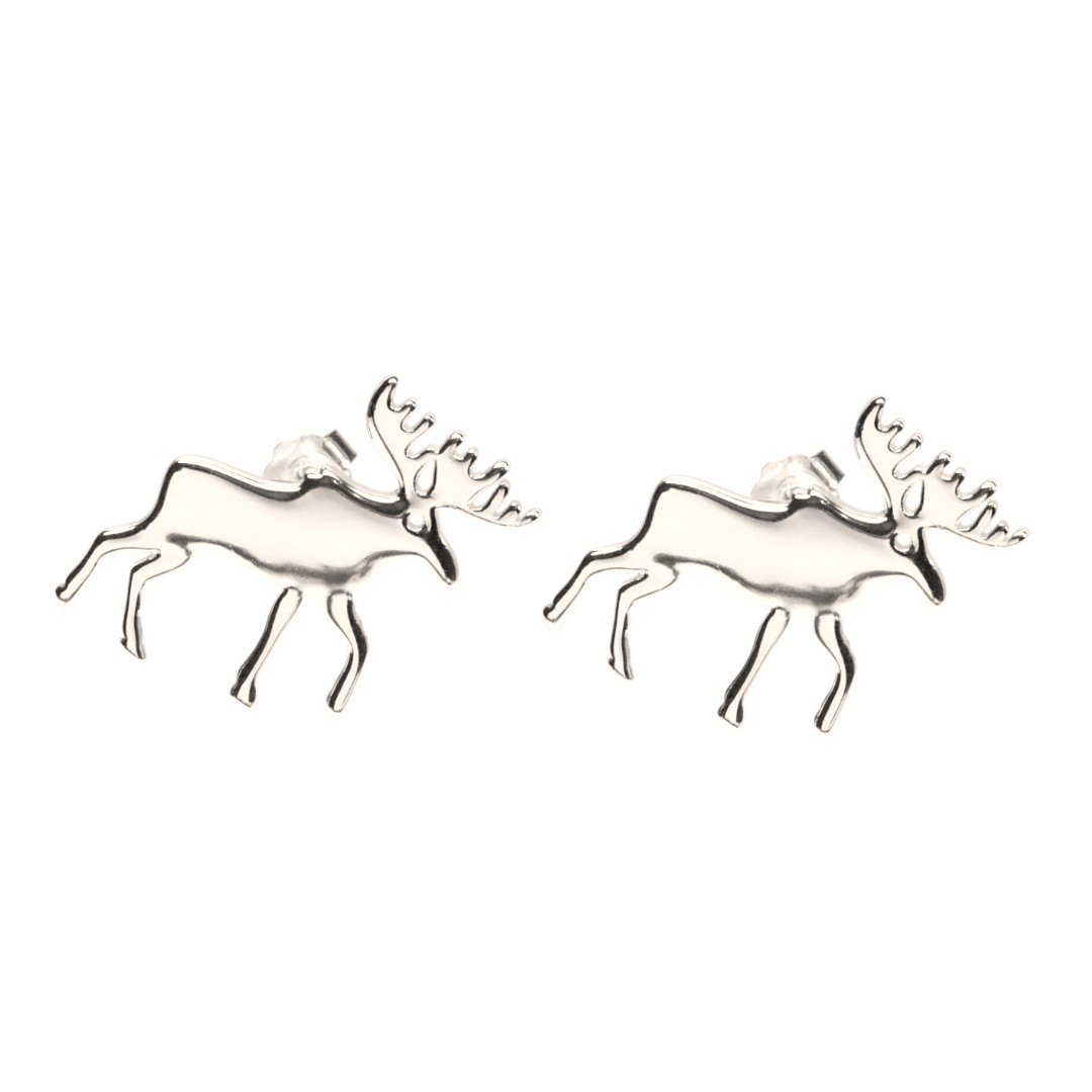White Gold Plated Moose Earrings – Sterling Silver Christmas Jewelry Gift for Women