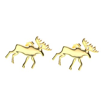 18K Gold Plated Moose Earrings – Sterling Silver Christmas Jewelry Gift for Women