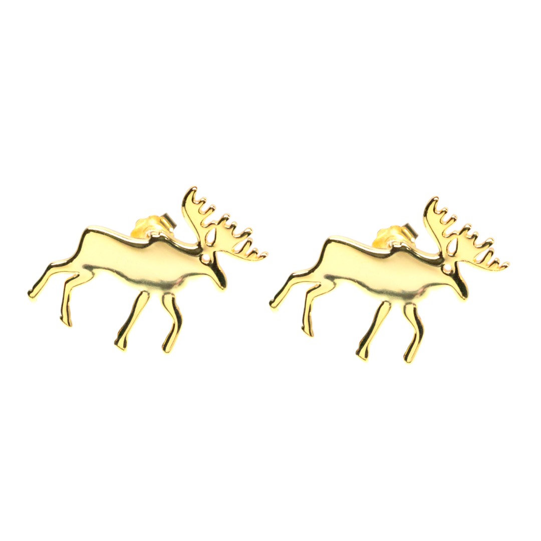 18K Gold Plated Moose Earrings – Sterling Silver Christmas Jewelry Gift for Women