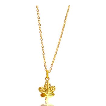 Maple Leaf 18K Gold Plated Sterling Silver Pendant Necklace – Elegant Small(10mm) Jewelry Gift for Women