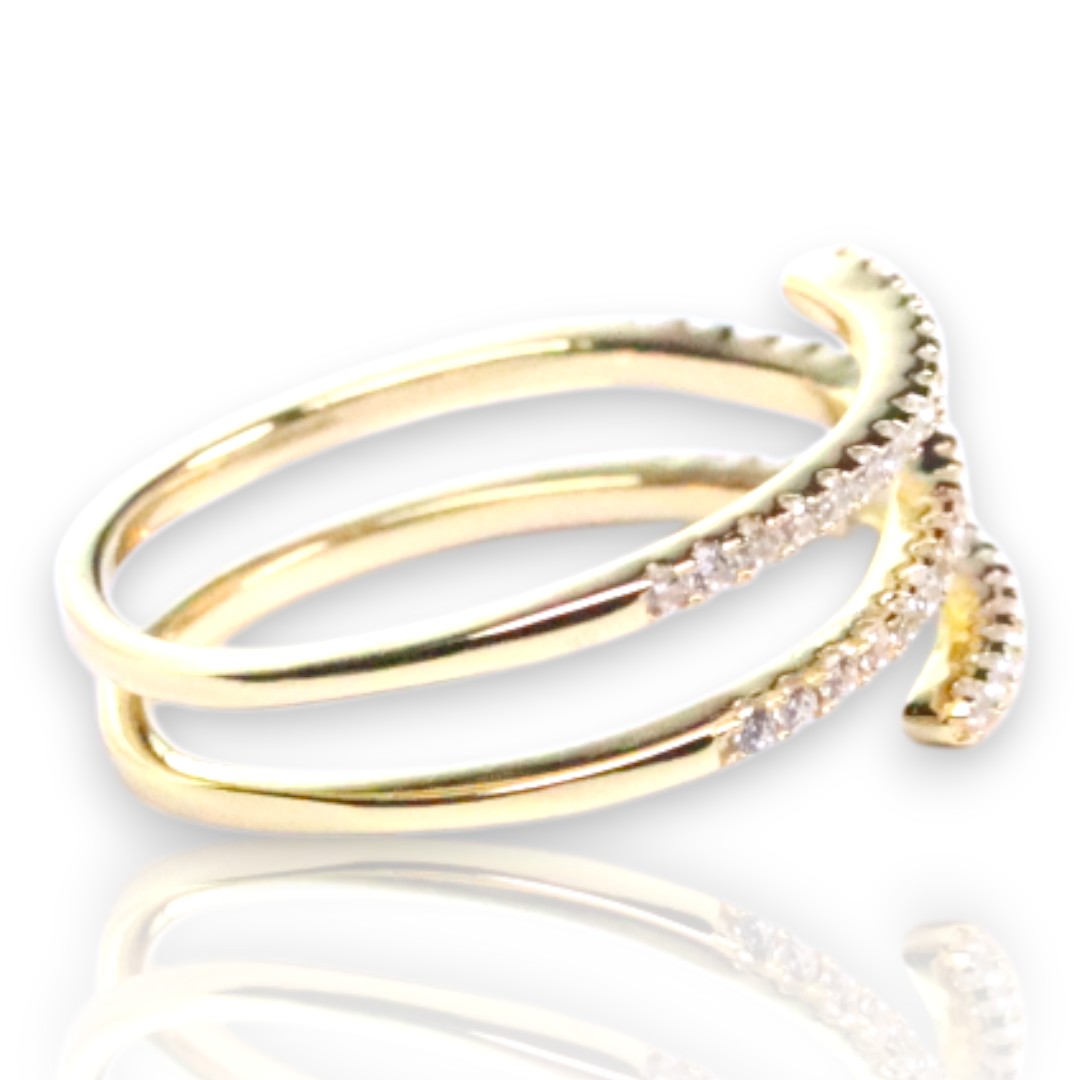 18K Gold Plated Sterling Silver Spiral Ring with Cubic Zirconia – Elegant Women's Jewelry - Image 7