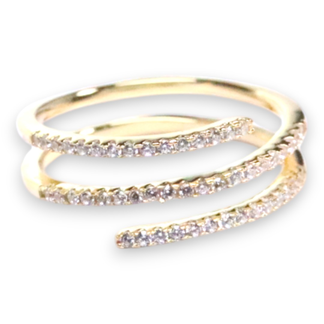 18K Gold Plated Sterling Silver Spiral Ring with Cubic Zirconia – Elegant Women's Jewelry - Image 6