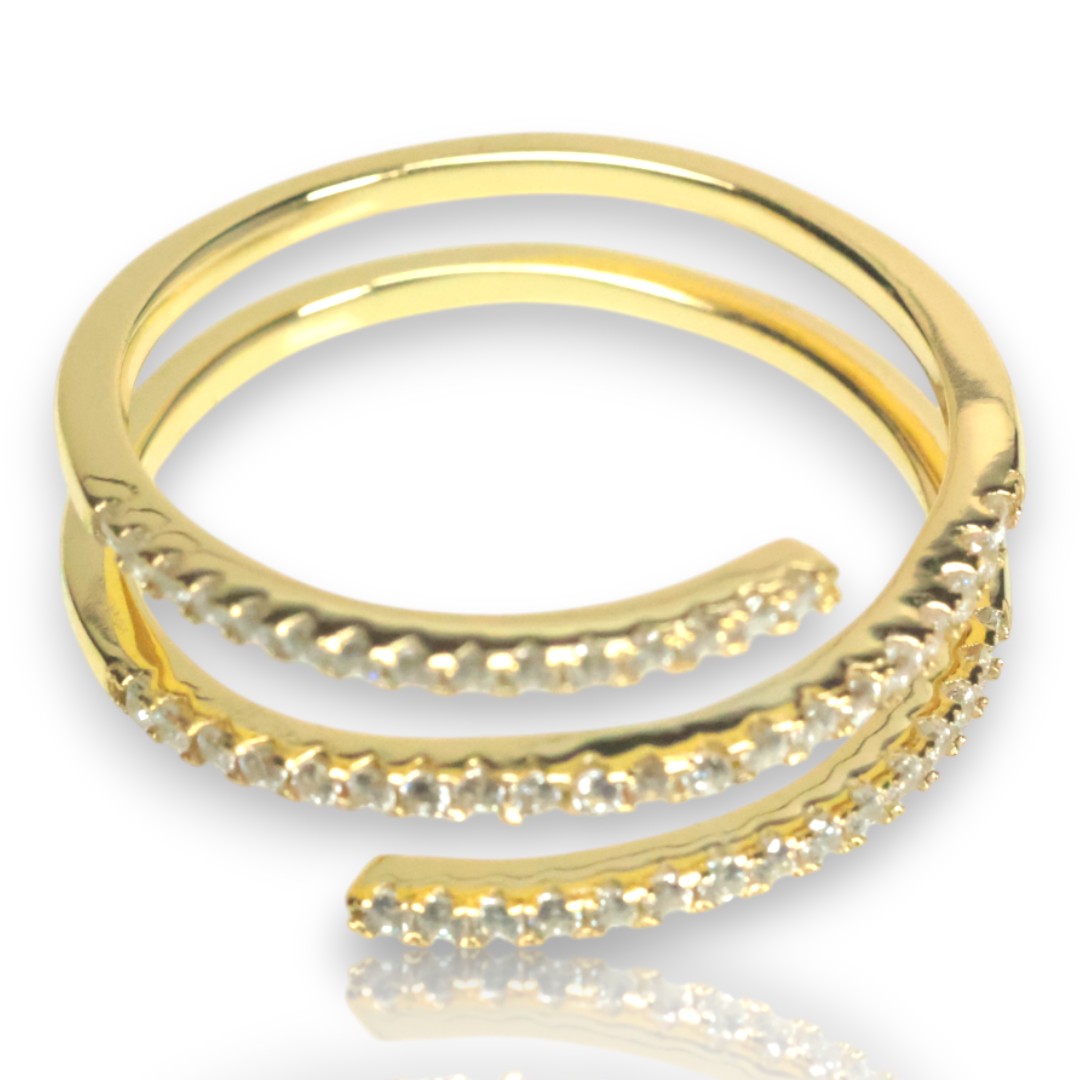18K Gold Plated Sterling Silver Spiral Ring with Cubic Zirconia – Elegant Women's Jewelry - Image 5