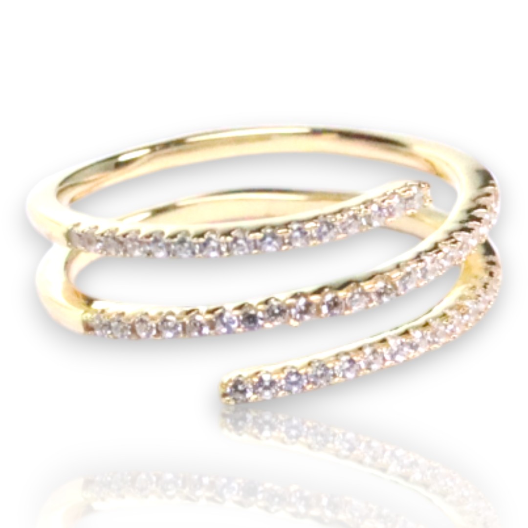 18K Gold Plated Sterling Silver Spiral Ring with Cubic Zirconia – Elegant Women's Jewelry - Image 4