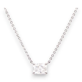 White Gold Plated Sterling Silver Box Pendant Necklace – Cubic Zirconia Jewelry for Women