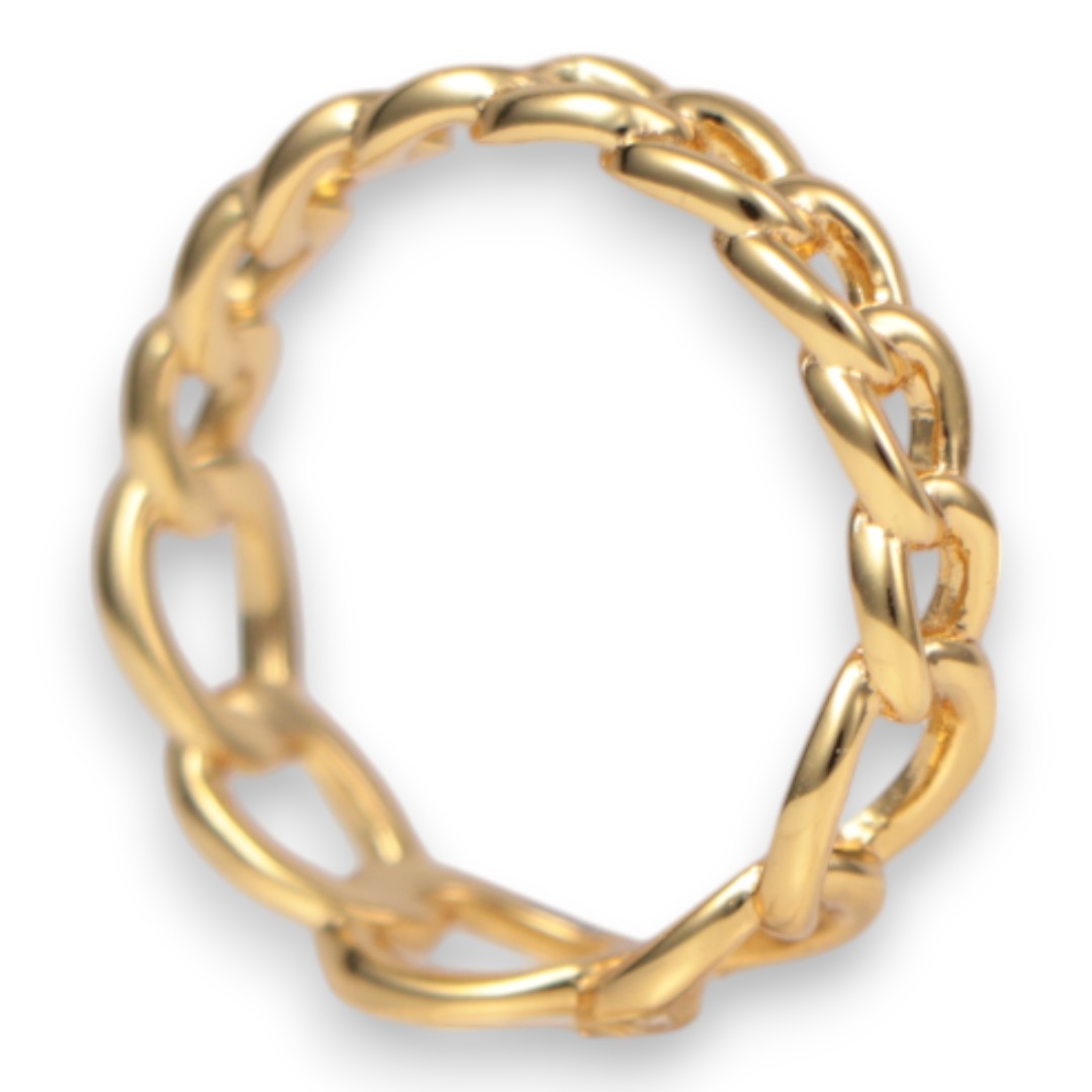 18 K Gold Plated Sterling Silver Chain Ring – Elegant Women’s Stackable Jewelry - Image 7