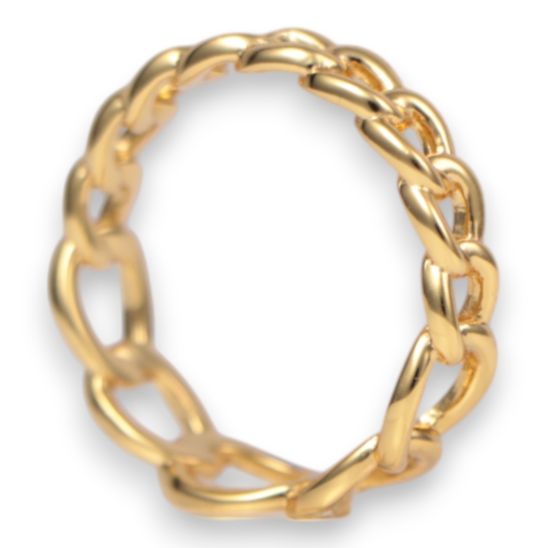 18 K Gold Plated Sterling Silver Chain Ring – Elegant Women’s Stackable Jewelry - Image 6