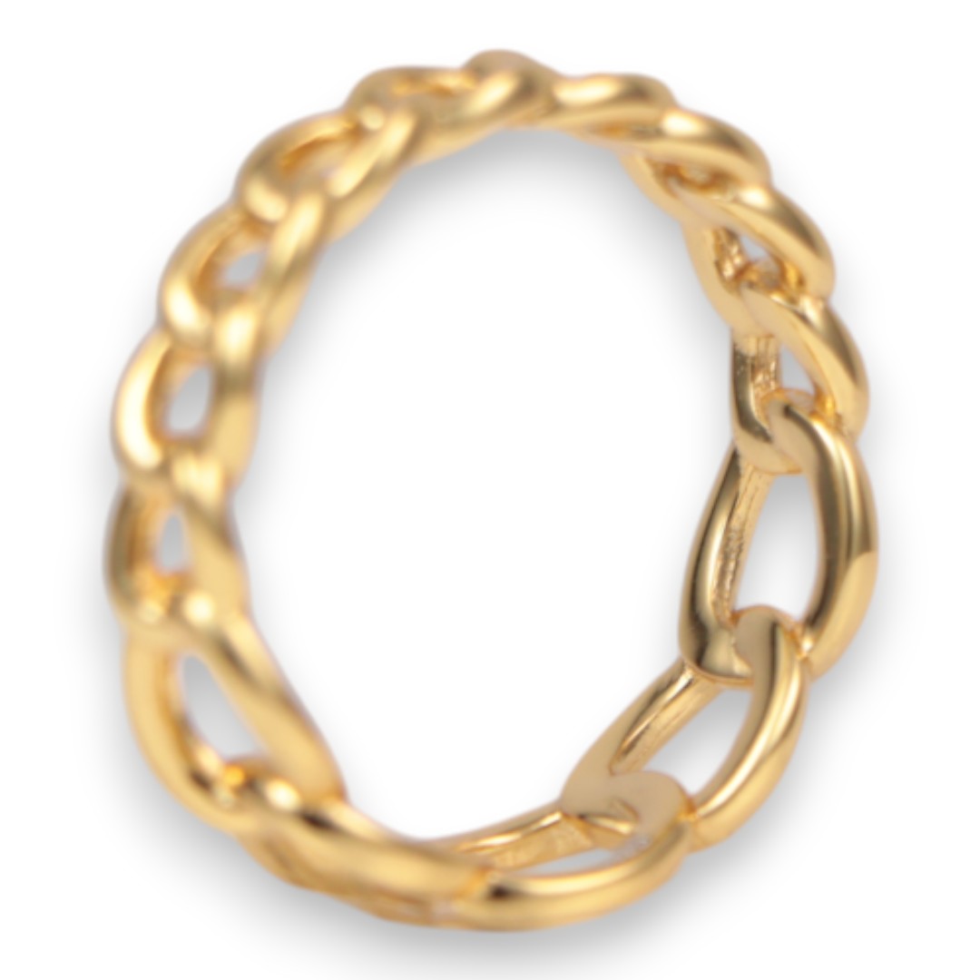 18 K Gold Plated Sterling Silver Chain Ring – Elegant Women’s Stackable Jewelry - Image 5