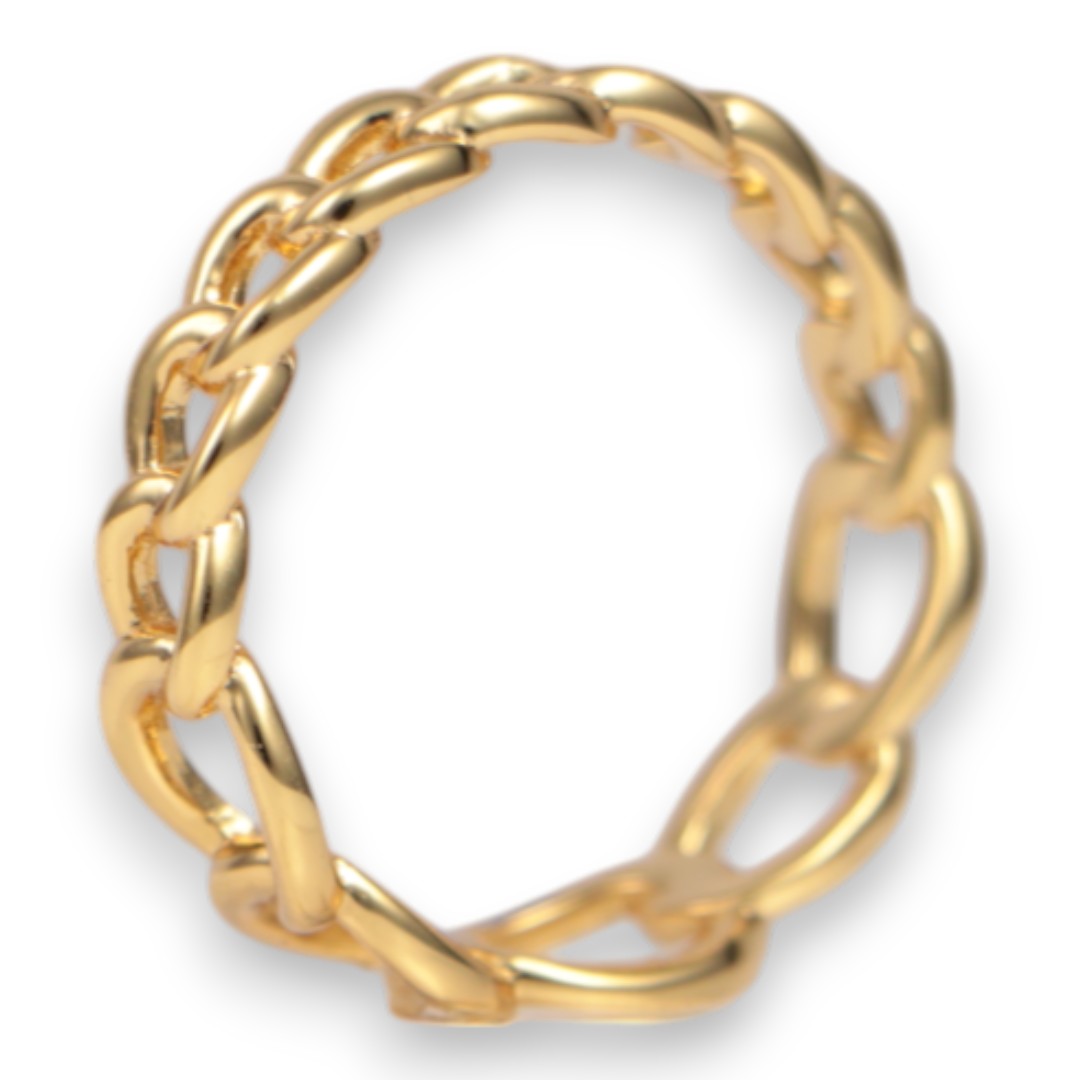 18 K Gold Plated Sterling Silver Chain Ring – Elegant Women’s Stackable Jewelry - Image 2