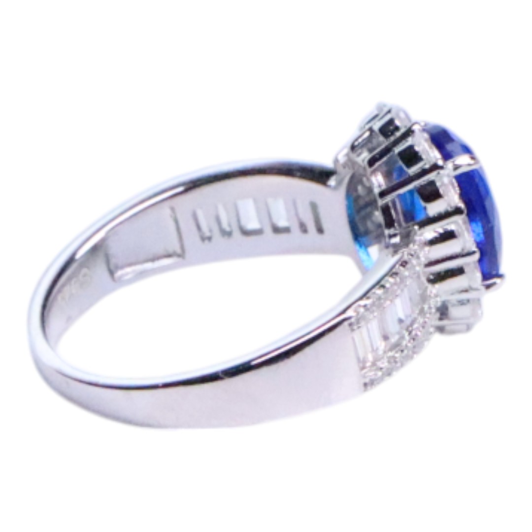 Elegant Blue Cubic Zirconia White Gold Plated Sterling Silver Ring - Image 6