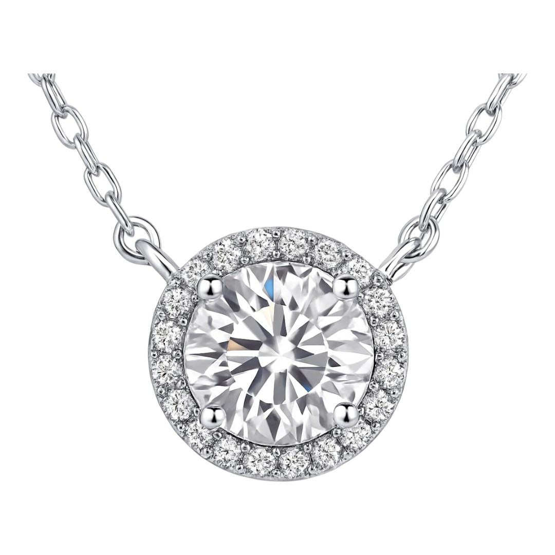 Cubic Zirconia White Gold Plated Sterling Silver Cross Pendant Necklace – Round Chain Jewelry for Women & Men