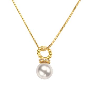 Enhance Your Style with a Radiant Pearl and Cubic Zirconia Gold Plated Necklace