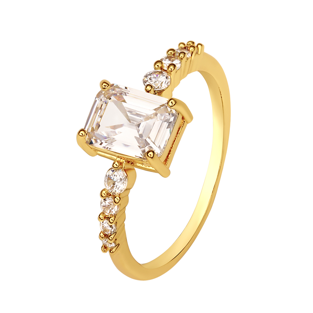 Sparkle and Shine with Our Gold Plated Sterling Silver Cubic Zirconia Statement Ring – Perfect for Any Occasion!