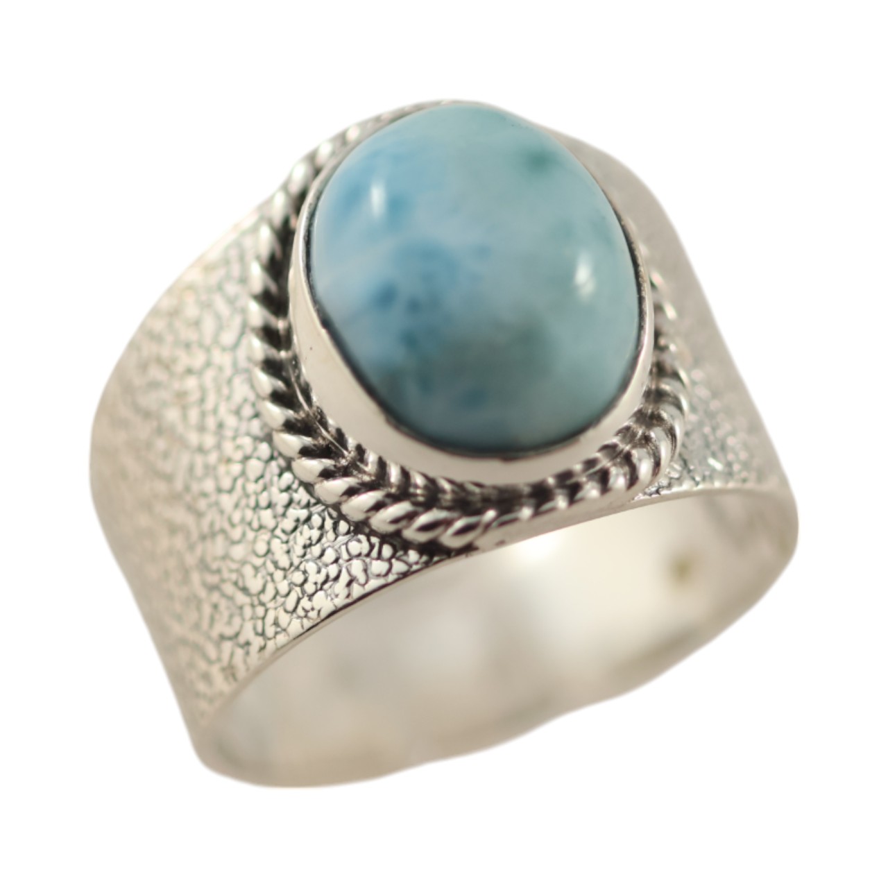 Discover the Stunning Beauty of Our Genuine Larimar Sterling Silver Ring - Shop Now!