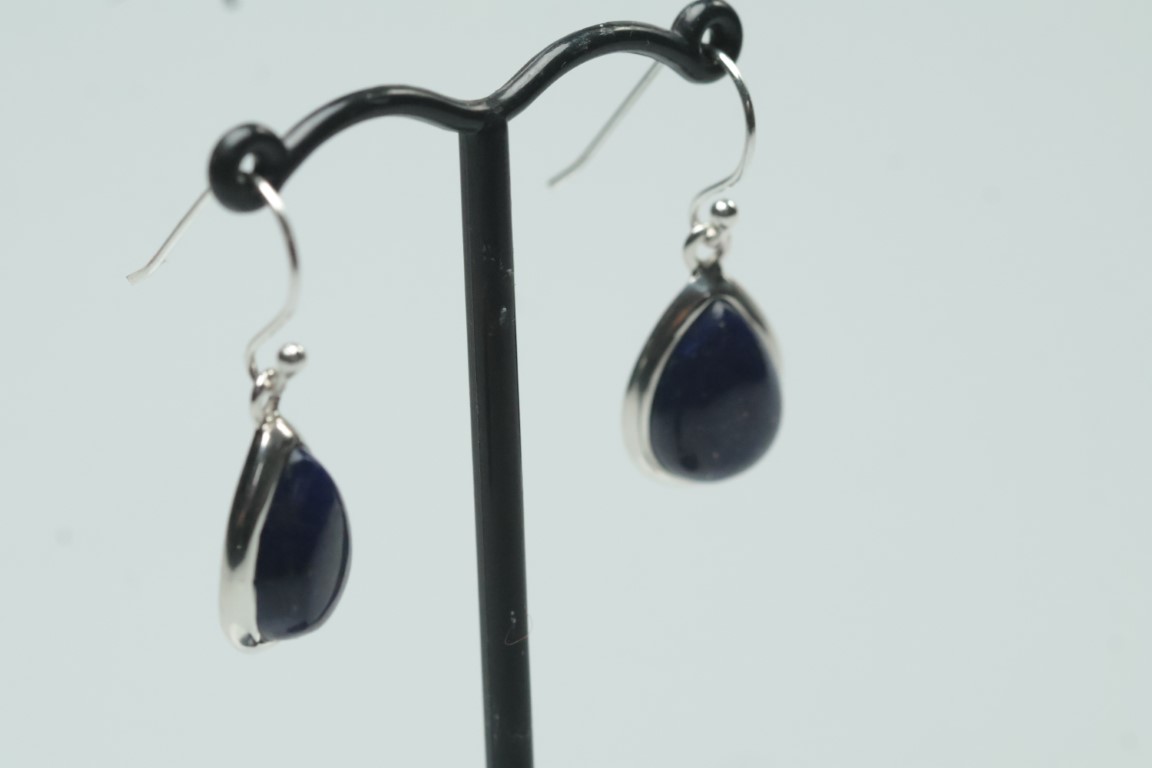 Lapis Lazuli Sterling Silver Drop Earrings for Effortless Elegance - Image 4
