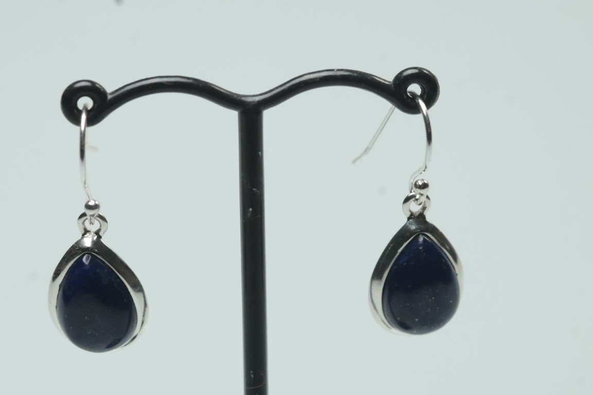 Lapis Lazuli Sterling Silver Drop Earrings for Effortless Elegance - Image 3