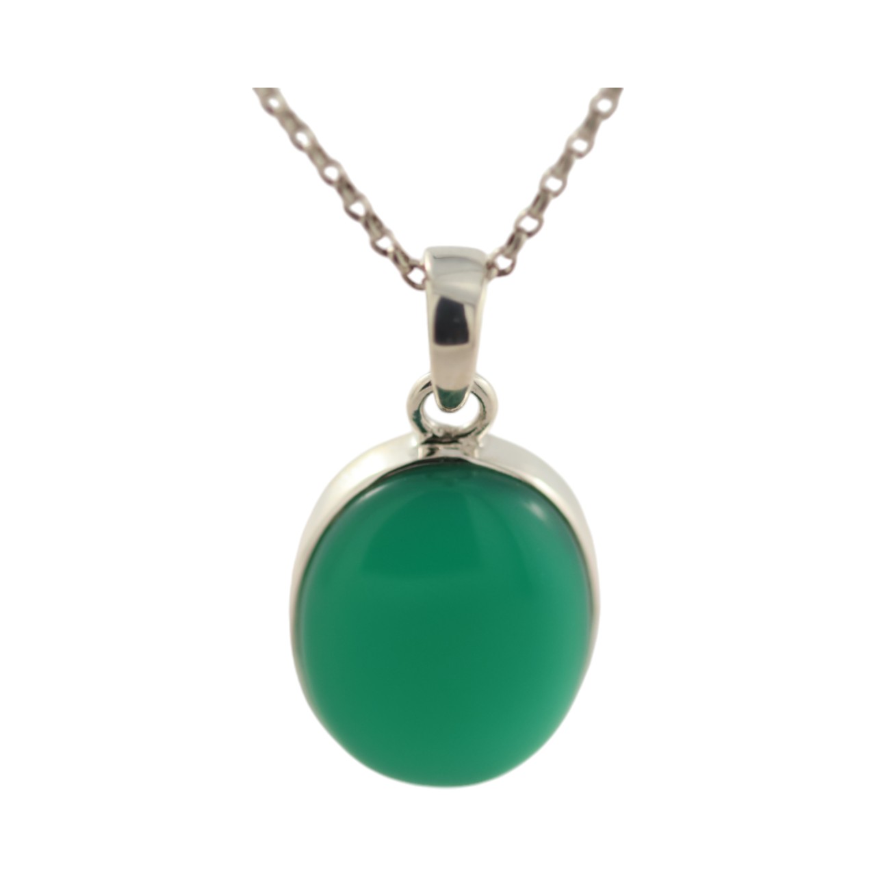 Get the Perfect Green Onyx Silver Oval Pendant for Your Style | Shop Now!