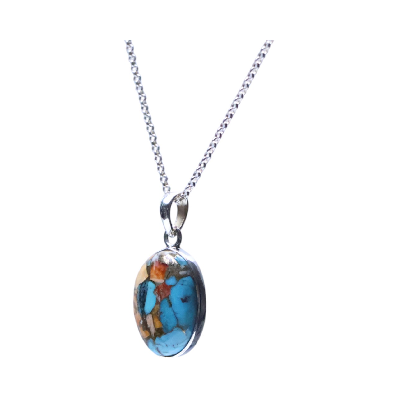 Enhance Your Style with Our Oyster Copper Turquoise Silver Oval Pendant - Shop Now! - Image 5