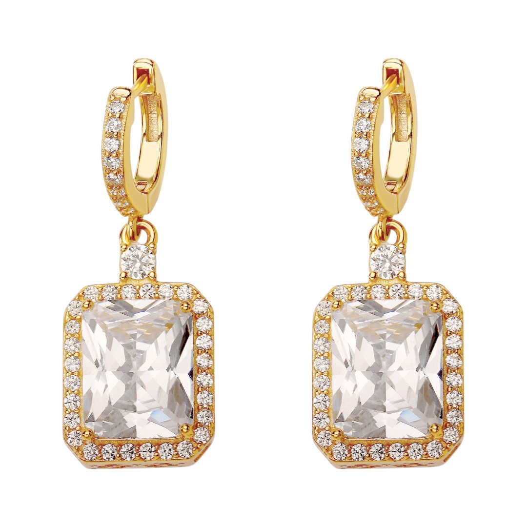 Shimmer and Shine: Discover Our 18k Gold Plated Sterling Silver Earrings with Cubic Zirconia Accents - Shop Now!