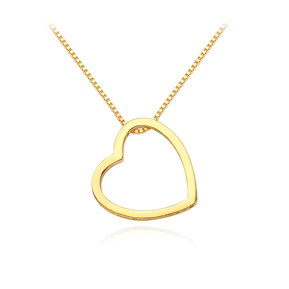 Shine Bright with our 18K Gold Plated Heart Pendant with Cubic Zirconia - Sterling Silver Beauty!