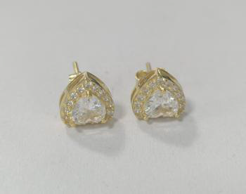 Gold Plated Halo Heart Earrings - Elegant Women's Jewelry, Dainty Gift Ideas