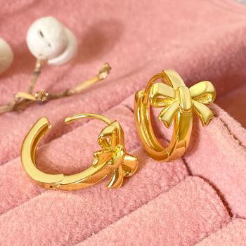 18K Gold Plated Bow Earrings - Elegant, Hypoallergenic Jewelry for Women
